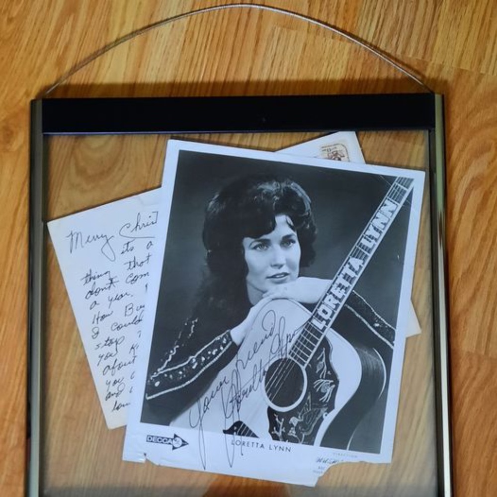 Loretta Lynn autographed photo and signed postcard